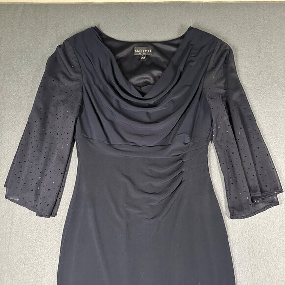 Connected Apparel Womens 6 Navy Blue Drape Neck Pullover Flutter Sleeve - Picture 2 of 9